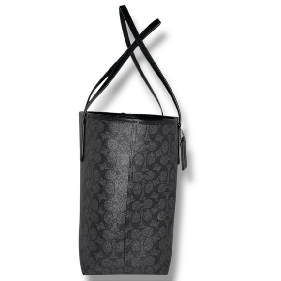 NWOT COACH City Tote Bag In Signature Canvas Gunmetal/Charcoal/Black - Picture 7 of 13